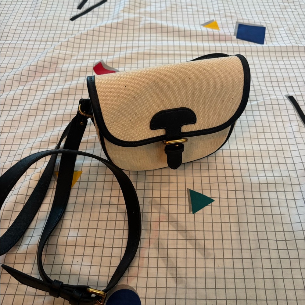 Elegant Cream and Navy J Crew Women's Bag